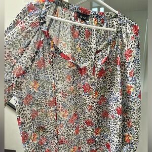 Alyx Red Floral Leopard Print Blouse